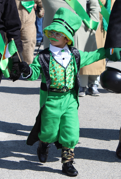 Young boy in St Patrick's Day Parade in Cleveland 2019